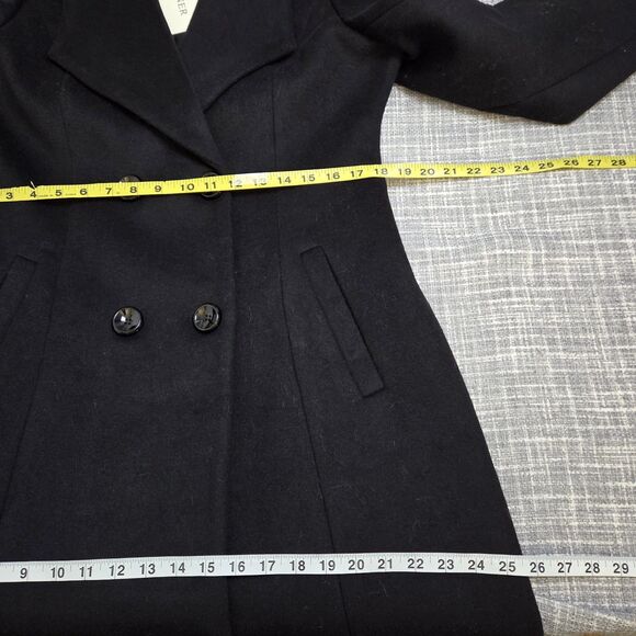Plaerpener Long Double Breasted Coat Women’s 12 Black Wool Blend - Picture 9 of 13